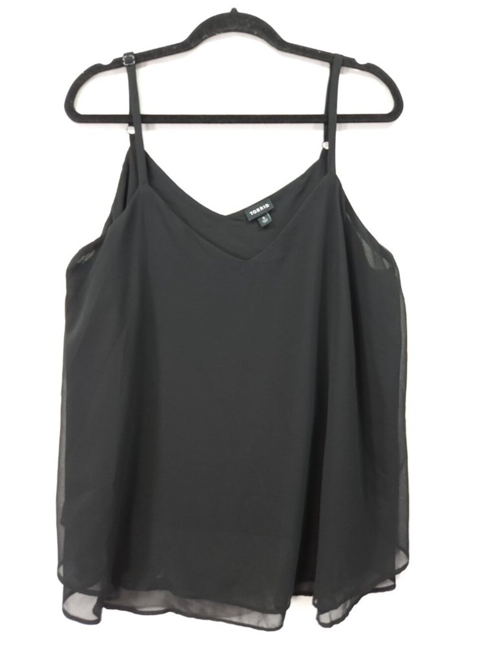 Torrid Womens Size 0 Black Double Layered Chiffon Cami Tank Top Adjustable Strap
